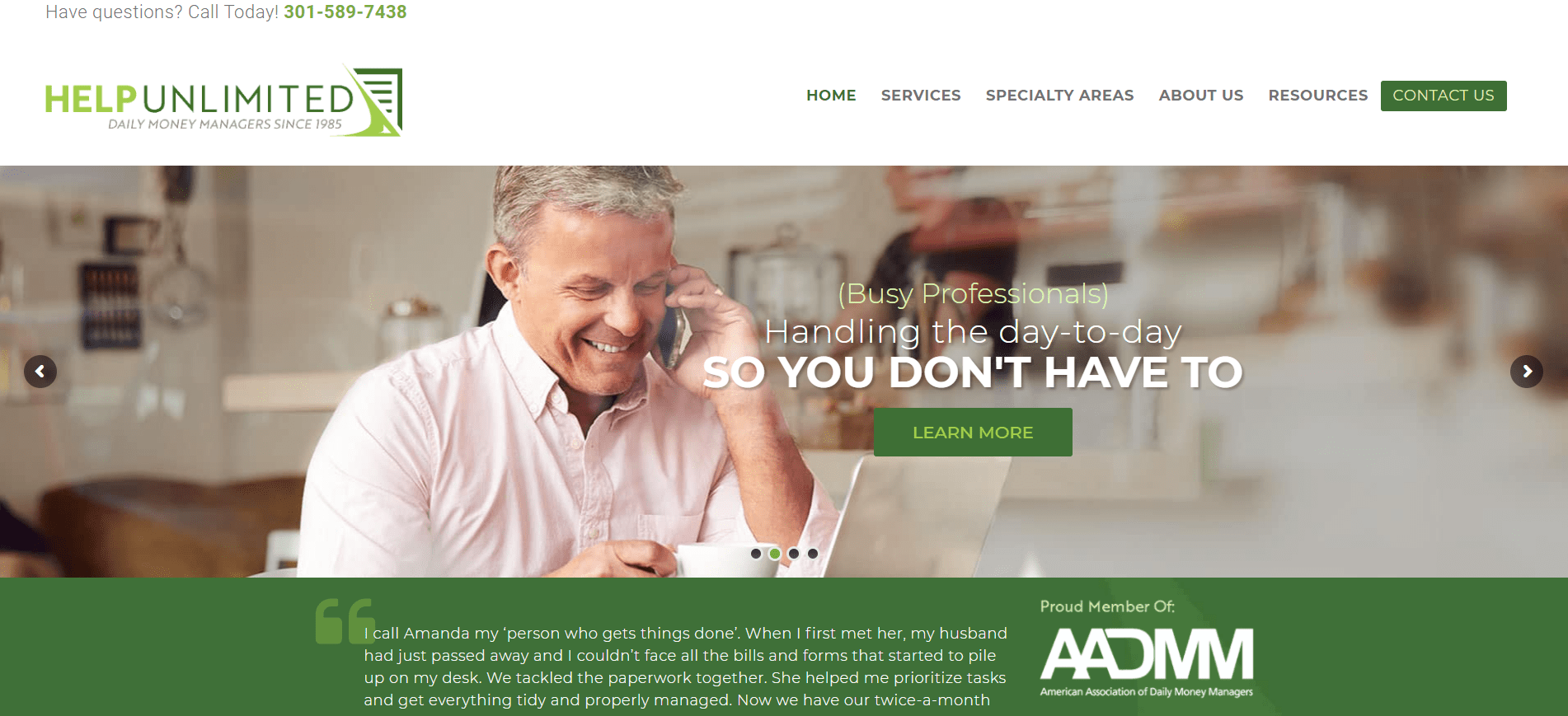 Help Unlimited Homepage Screenshot