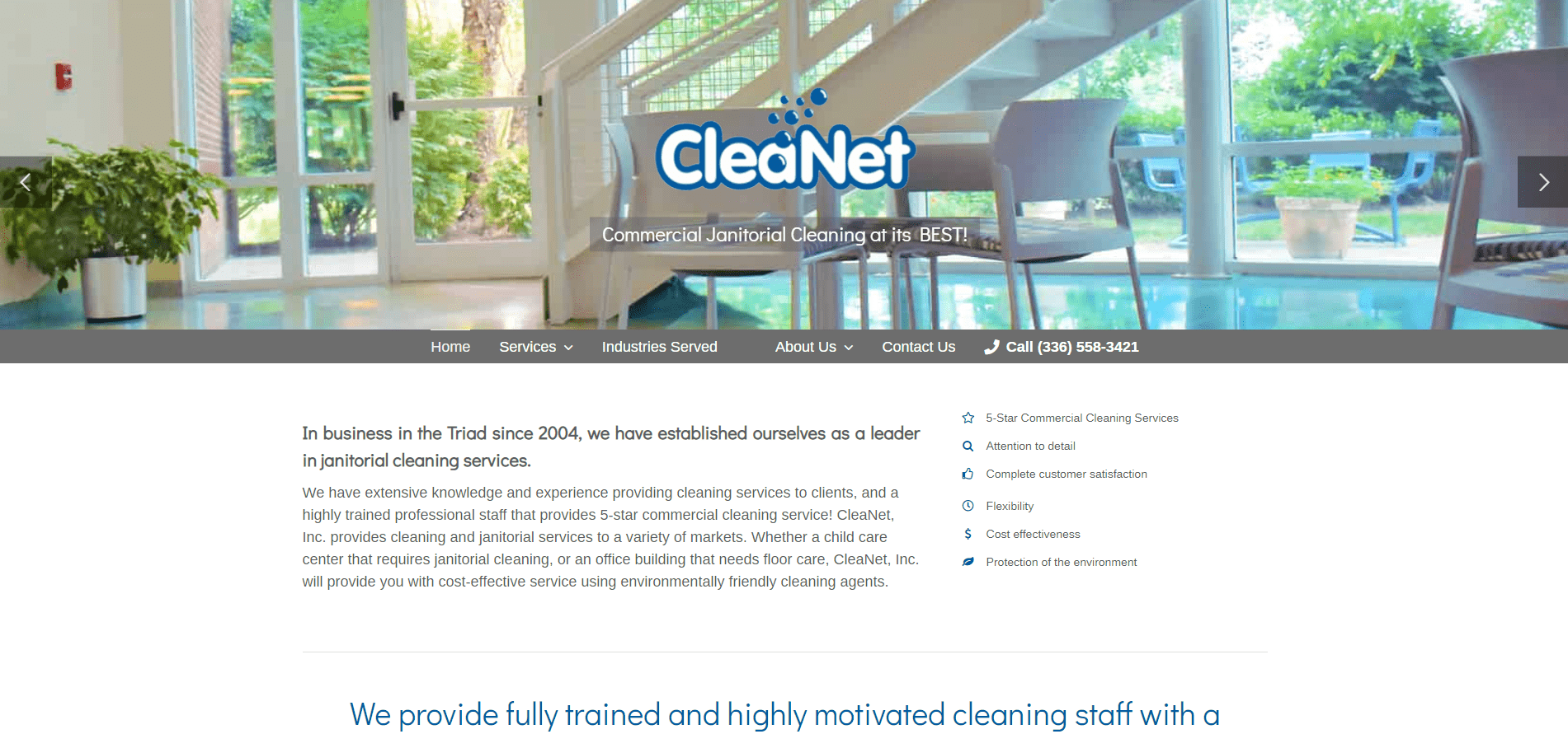 Cleanet Inc Homepage Screenshot