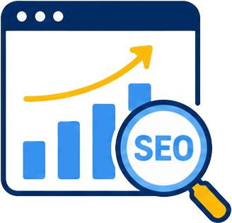 SEO analytics and growth chart on computer screen.