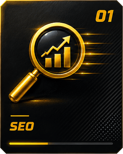 Magnifying glass with upward trending graph for SEO analysis.