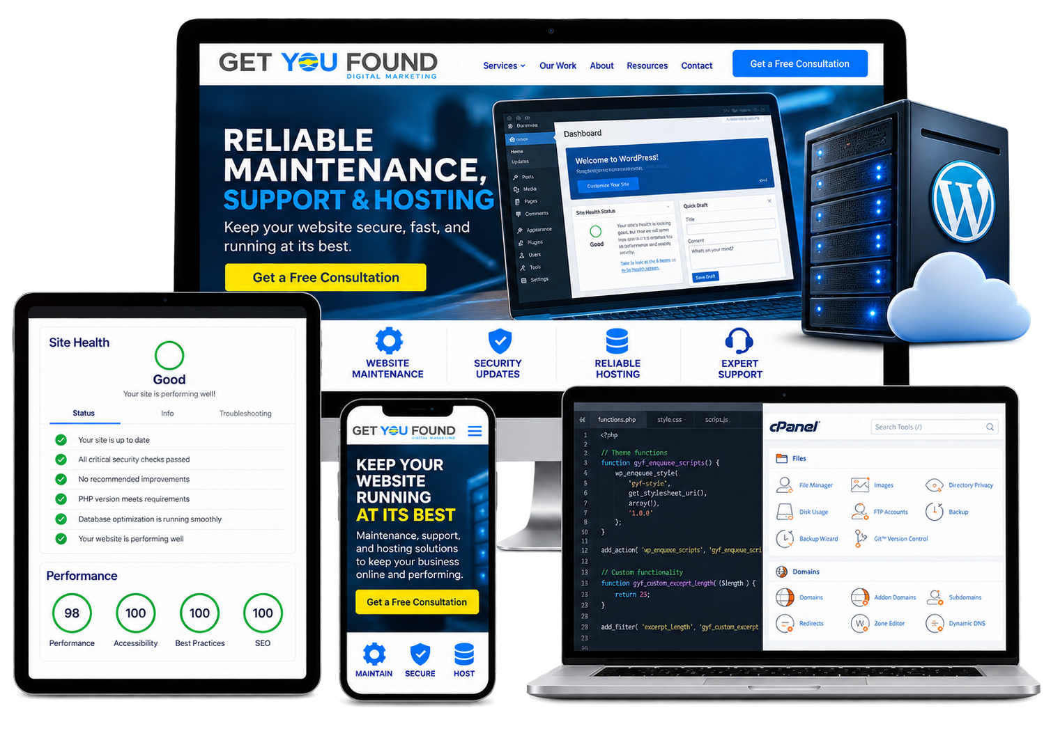 Get You Found digital marketing services website on multiple devices.